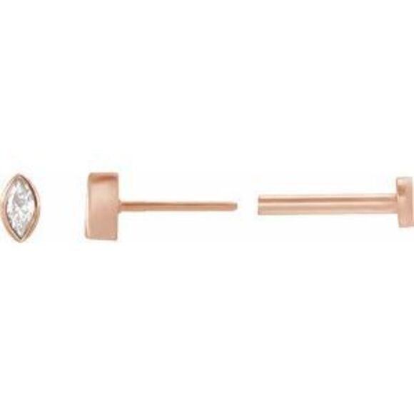 Kazi Luxury 14K Rose .07 CT Natural Diamond Press Fit Back Stud Earring